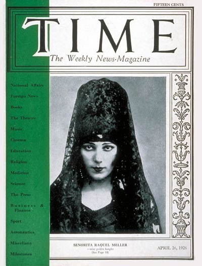 Raquel Meller a la portada de la revista 'Time', l'abril del 1926. 